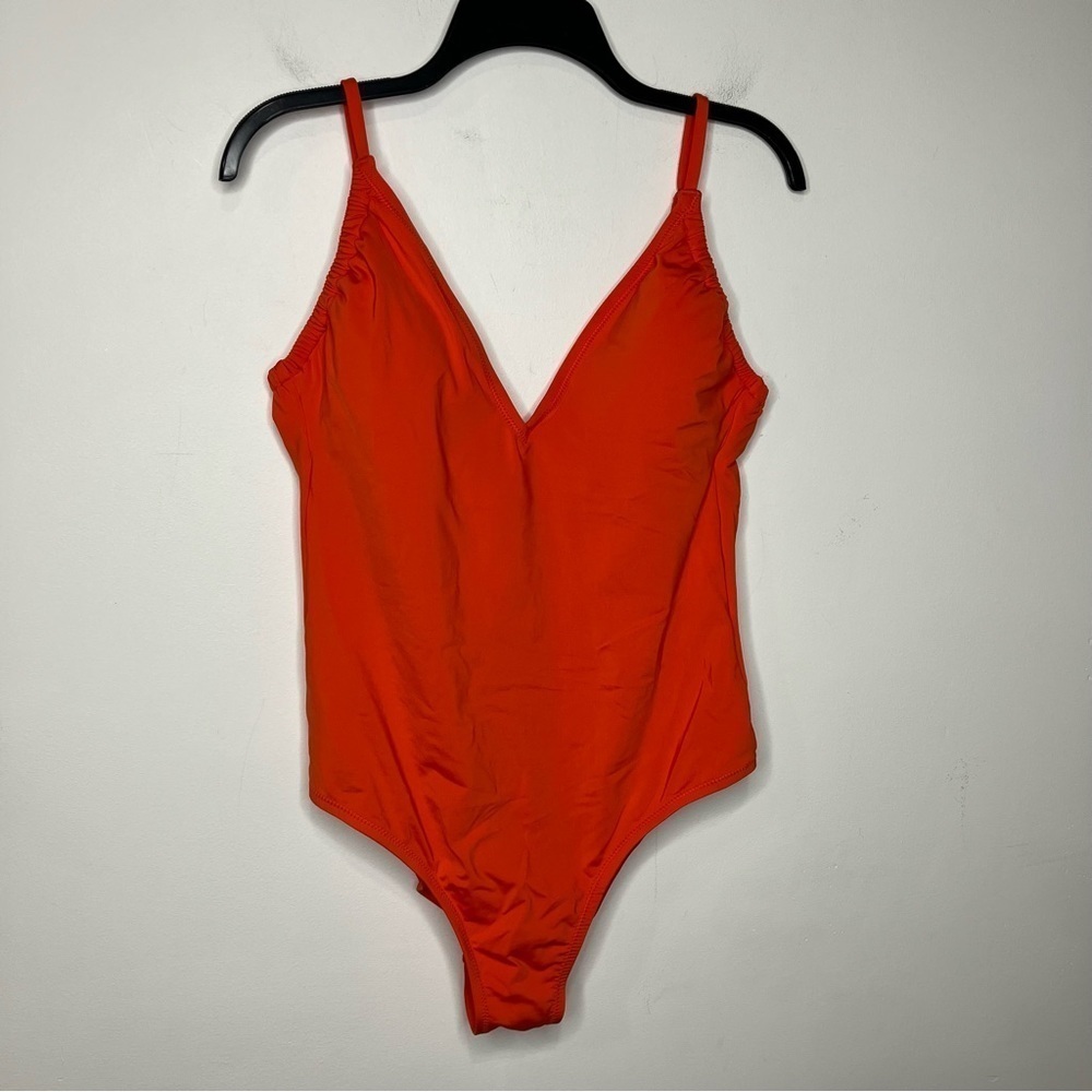 Kona Sol orange plunge swimsuit one piece swimsuit size large‎